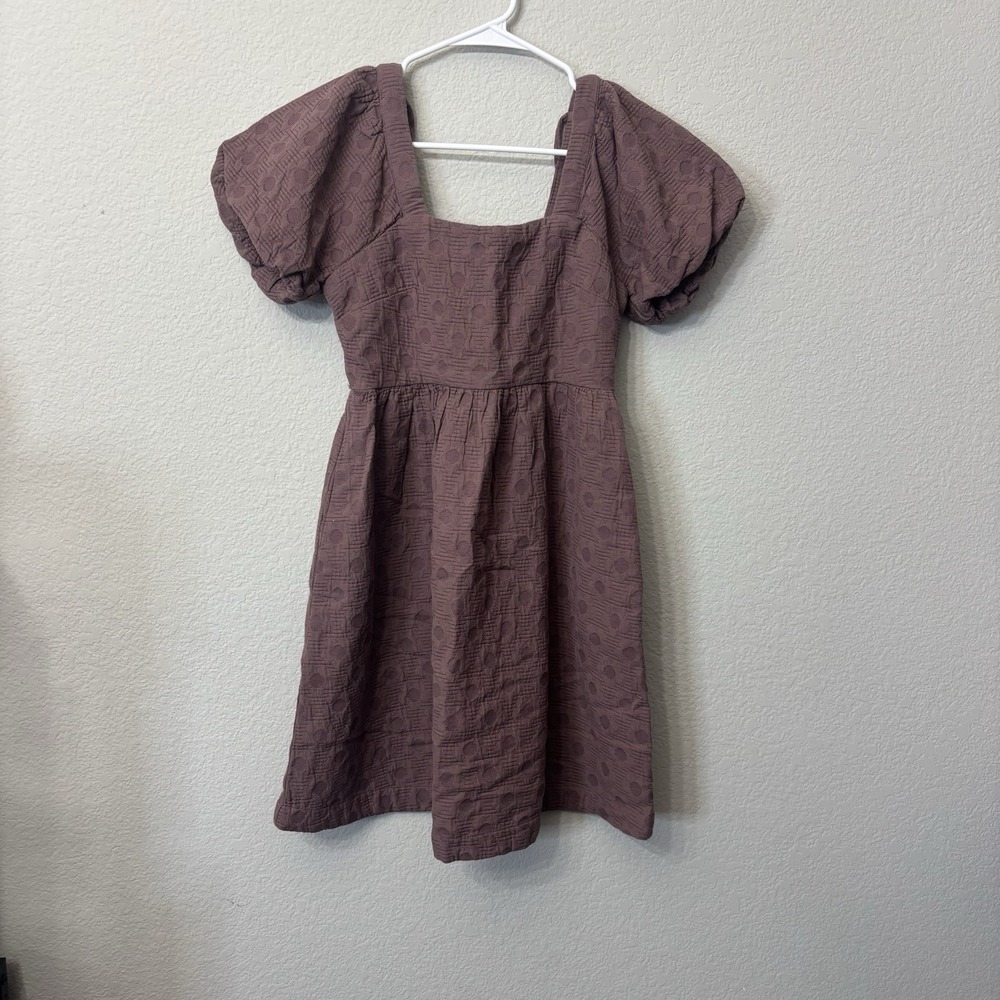 Madewell Floral Quilted Puff-Sleeve Mini Dress Women's Size XXS Mauve Color